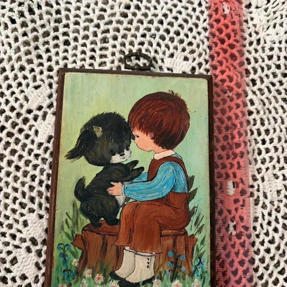 Boy and Dog Wall Plaque